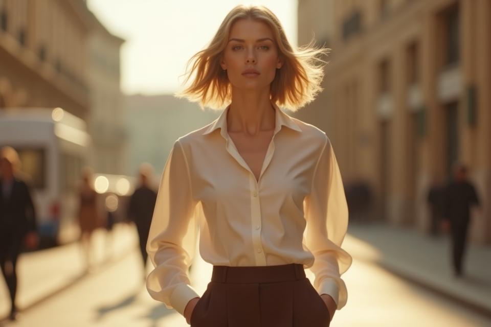 Couverture du lookbook Mode Étoile, mannequin portant une chemise élégante dans un cadre urbain de Lyon