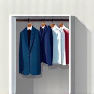 Icône d'une garde-robe ouverte avec des vêtements élégants symbolisant une transformation de style
