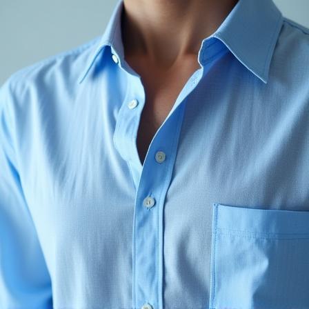 Chemise homme en lin bleu ciel avec col ouvert