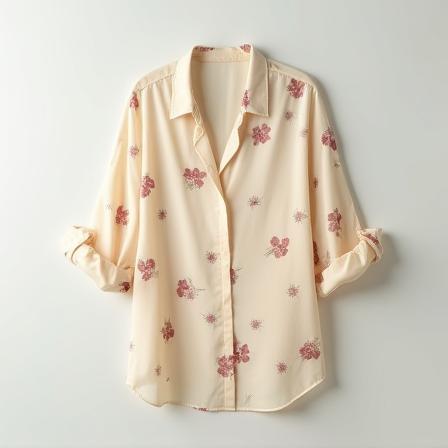 Chemise femme en soie avec motif floral discret