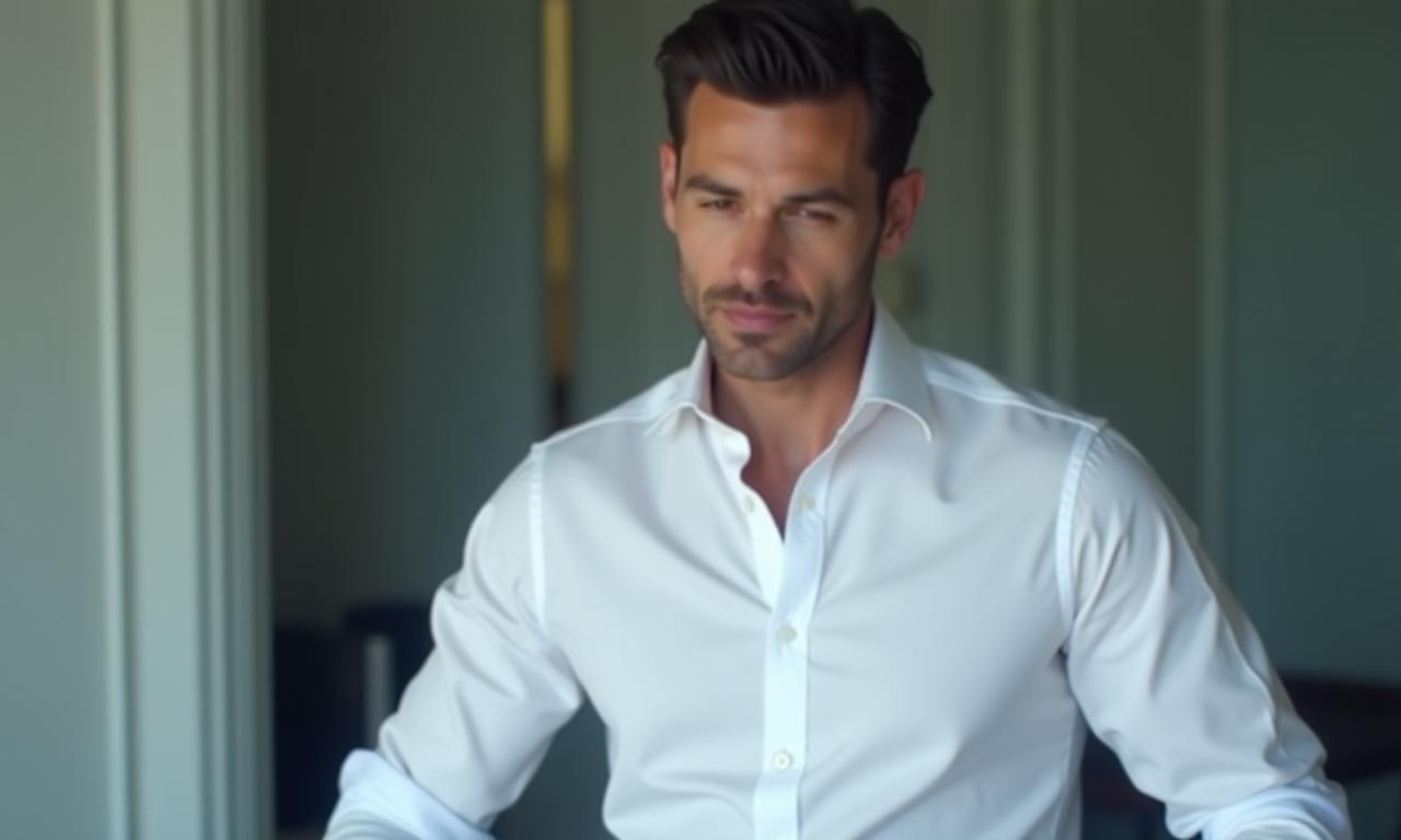 Homme en chemise sur mesure Mode Étoile, élégant et confiant