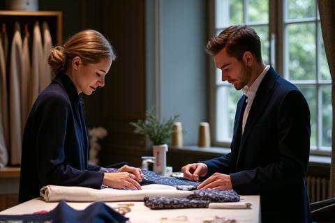 Consultation personnalisée avec un tailleur de Mode Étoile pour la création d'une chemise sur mesure